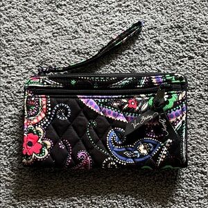 Vera Bradley Black and Pink Paisley Wristlet